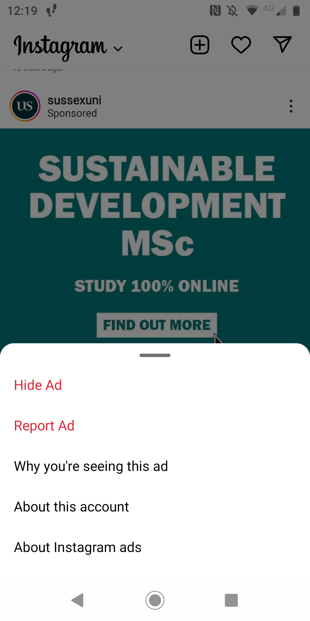 Instagram ads screenshot